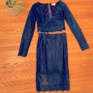 Two Piece Teal Lace Set